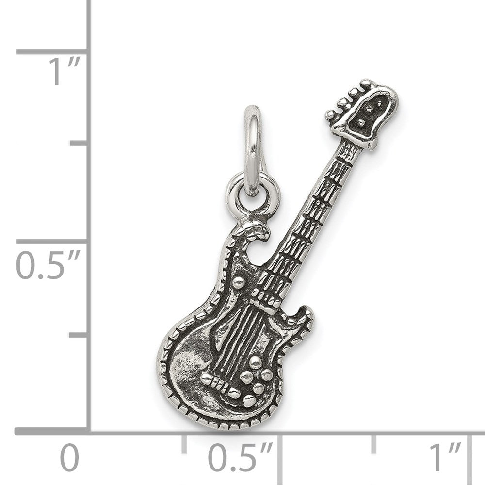 Sterling Silver Antiqued Electric Guitar Charm QC7775