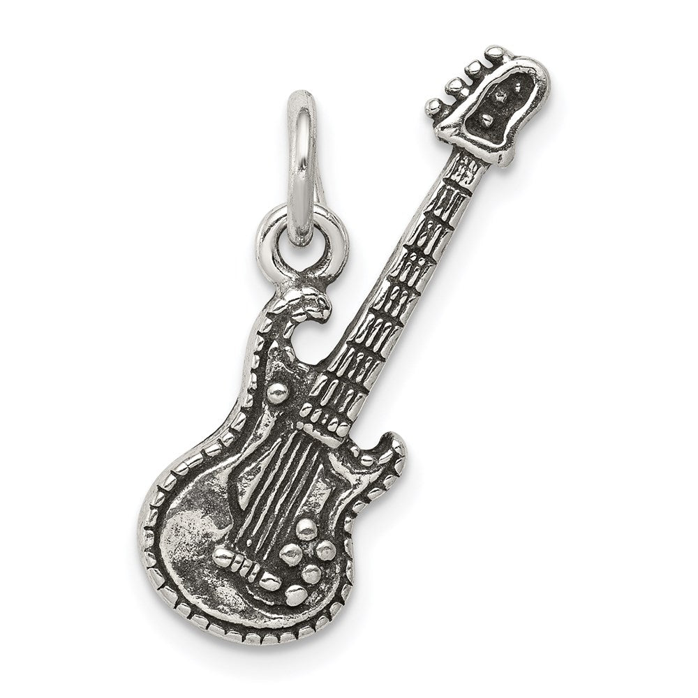 Sterling Silver Antiqued Electric Guitar Charm QC7775