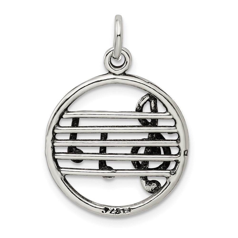 Sterling Silver Antiqued Music Staff Charm QC7780