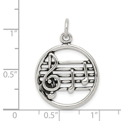 Sterling Silver Antiqued Music Staff Charm QC7780