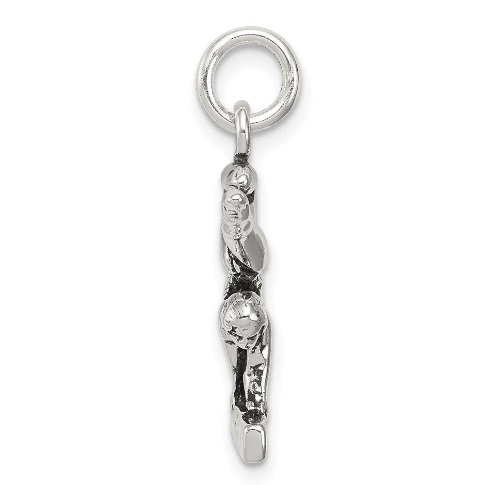 Sterling Silver Antiqued Gymnasts Charm QC7784