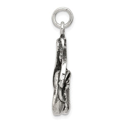 Sterling Silver Antiqued Ballet Shoes Charm QC7786