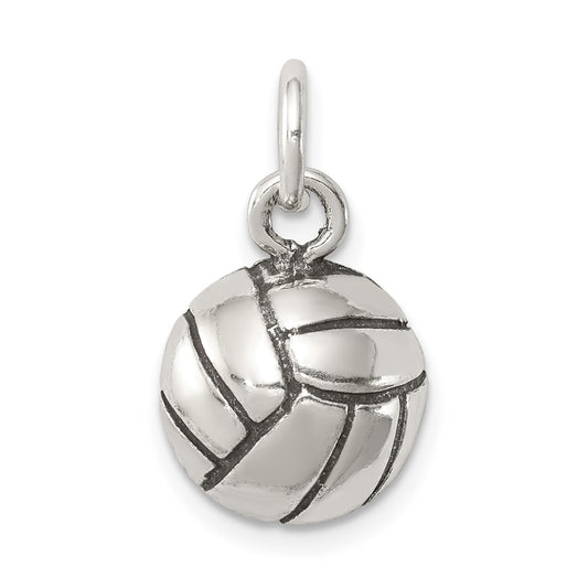 Sterling Silver Antiqued Volleyball Charm QC7793