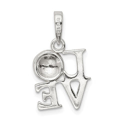 Sterling Silver Polished Enamel Love Soccer Pendant QC7797
