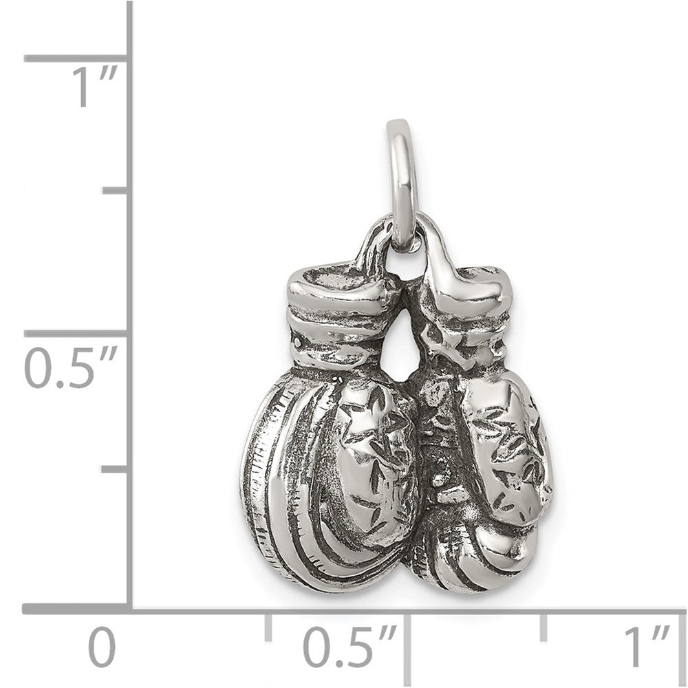 Sterling Silver Antiqued Boxing Gloves Charm QC7811