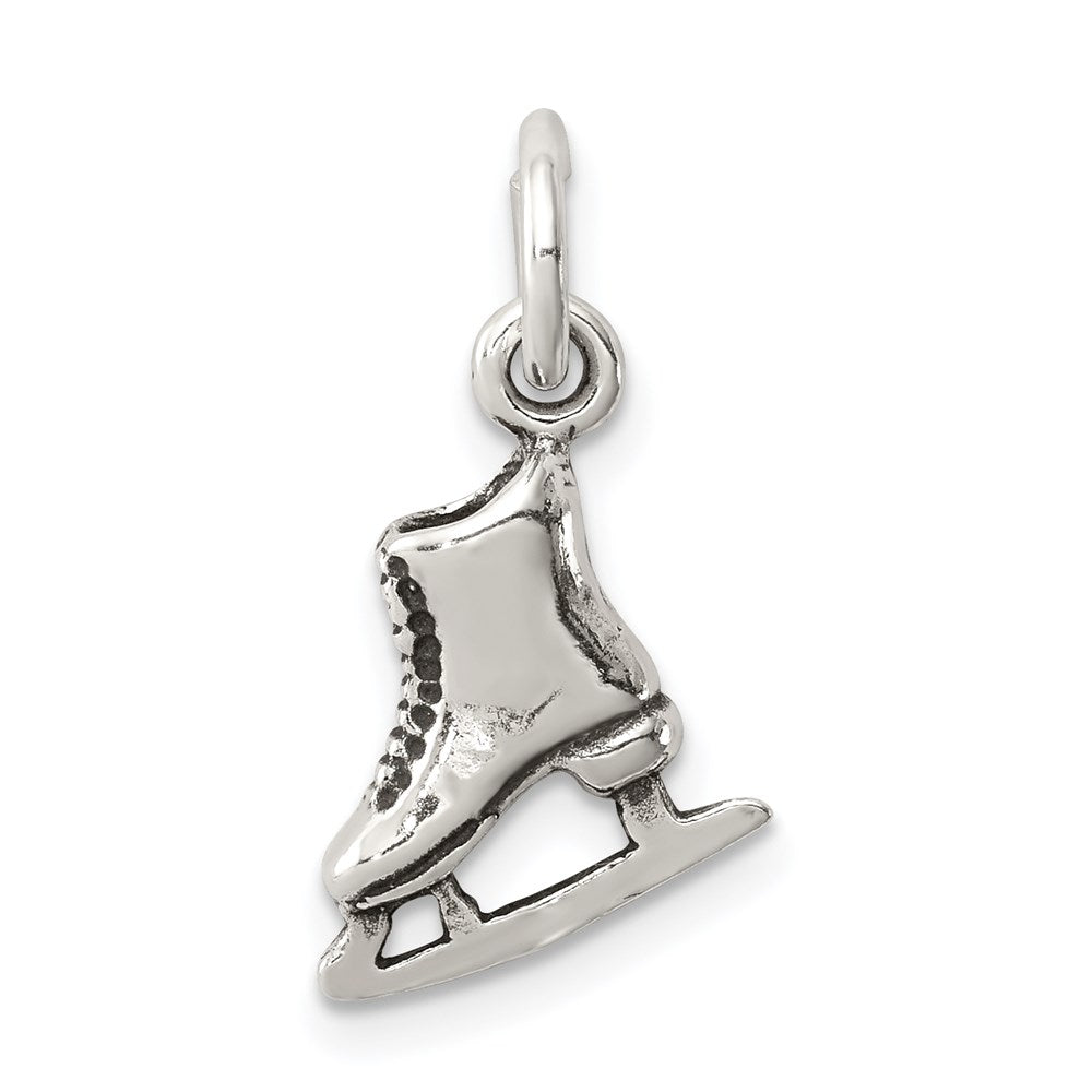 Sterling Silver Antiqued Ice Skate Charm QC7814