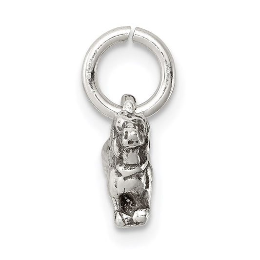 Sterling Silver Antiqued Dog Charm QC7832
