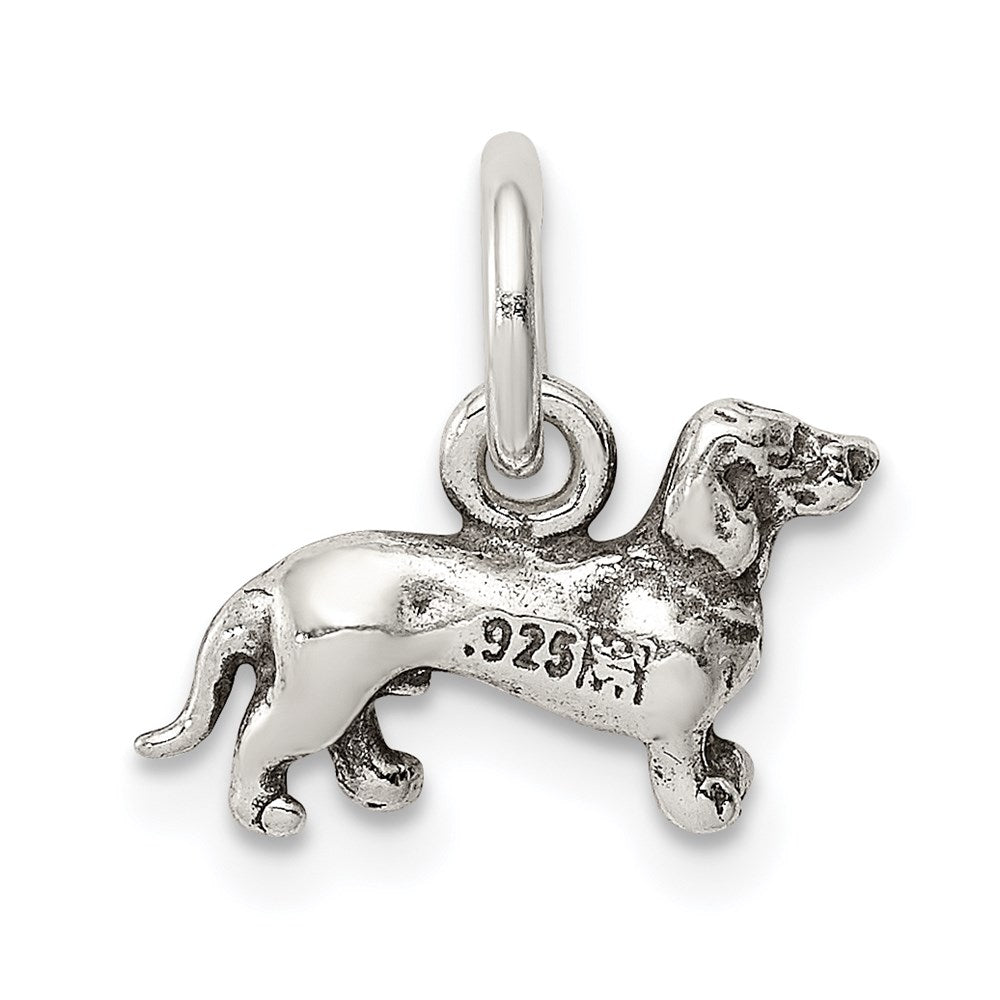 Sterling Silver Antiqued Dog Charm QC7832