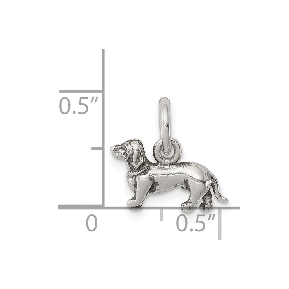 Sterling Silver Antiqued Dog Charm QC7832