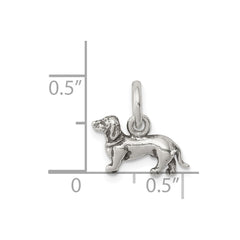Sterling Silver Antiqued Dog Charm QC7832