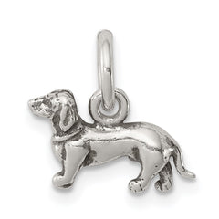 Sterling Silver Antiqued Dog Charm QC7832