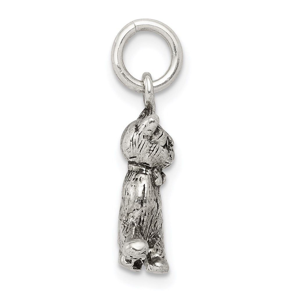 Sterling Silver Antiqued Cat Charm QC7834