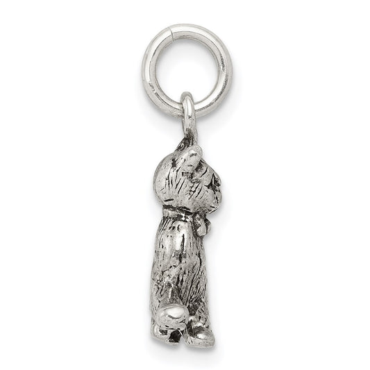 Sterling Silver Antiqued Cat Charm QC7834