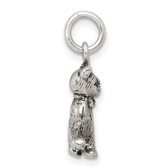 Sterling Silver Antiqued Cat Charm QC7834