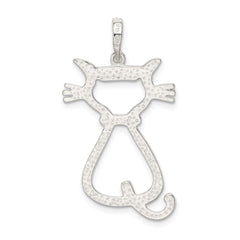 Sterling Silver Polished Cat Pendant QC7835