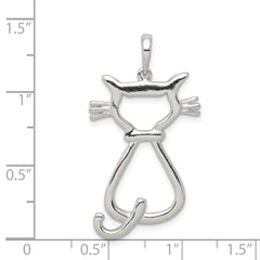 Sterling Silver Polished Cat Pendant QC7835