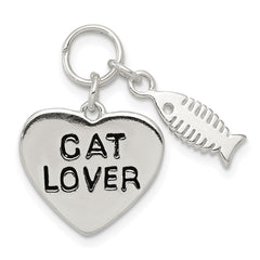 Sterling Silver Cat Lover Pendant QC7839