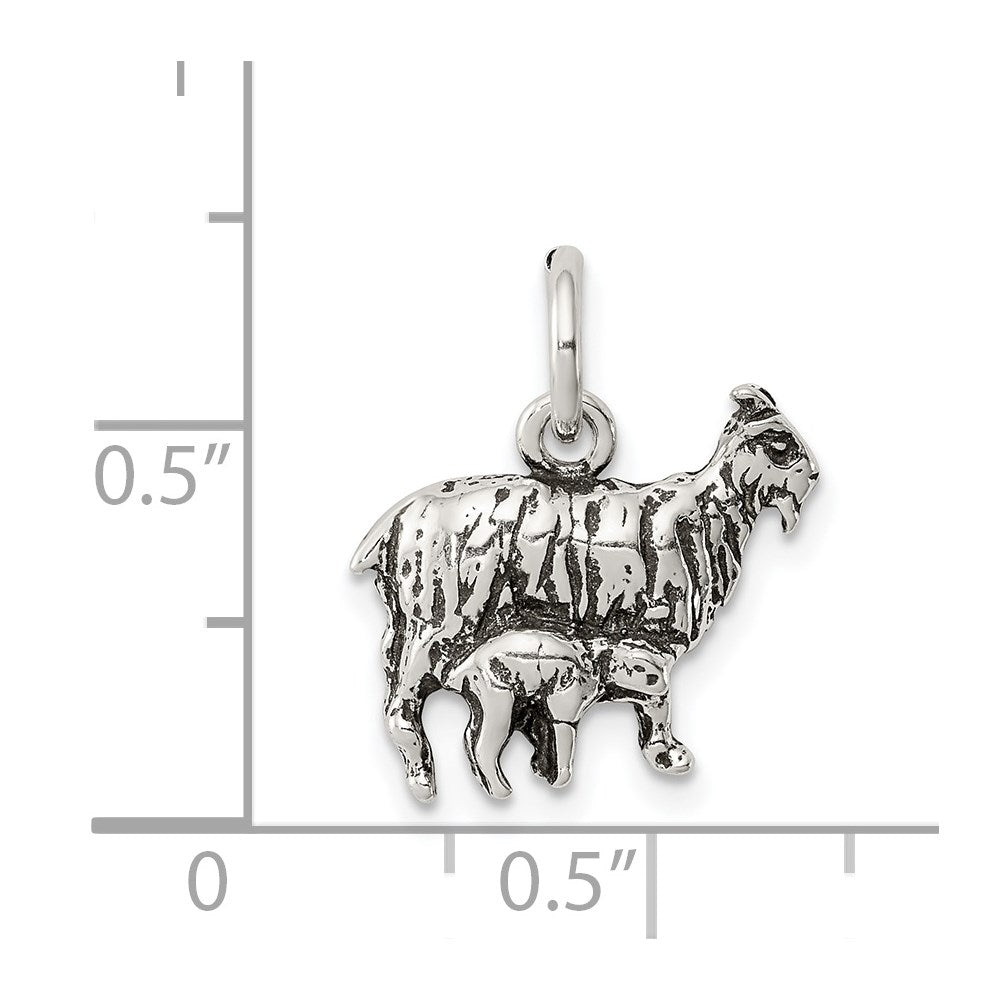 Sterling Silver Antiqued Goat Charm QC7849