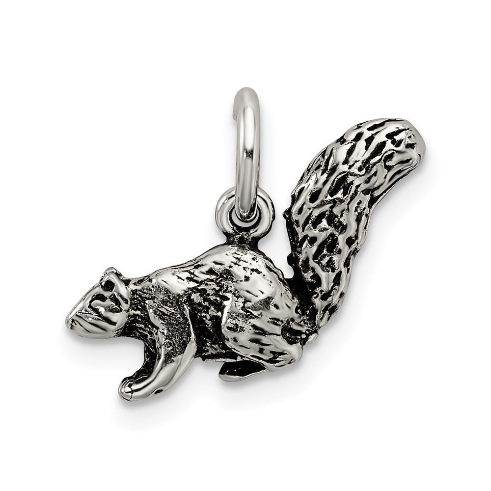 Sterling Silver Antiqued Squirrel Charm QC7852