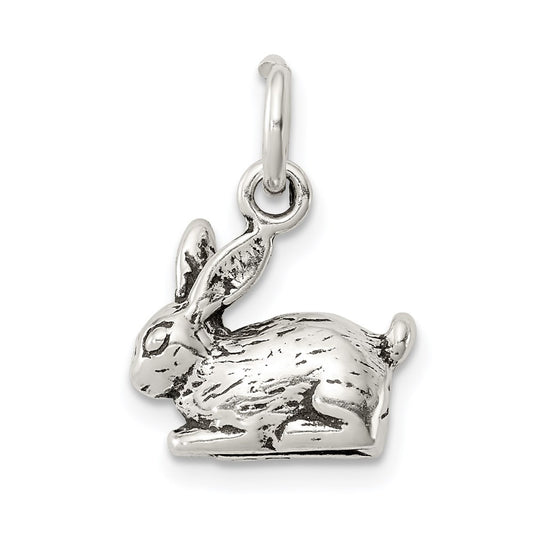 Sterling Silver Antiqued Rabbit Charm QC7861