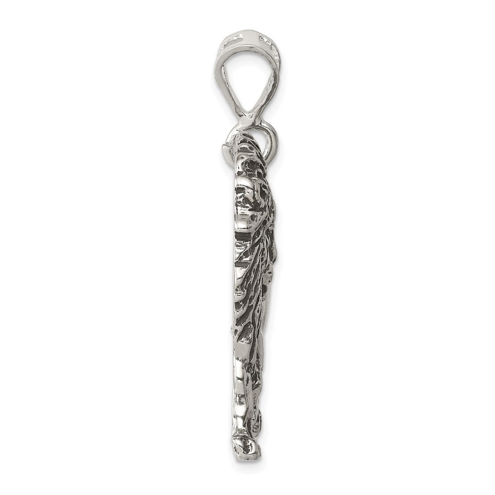 Sterling Silver Antiqued Lion Charm QC7872