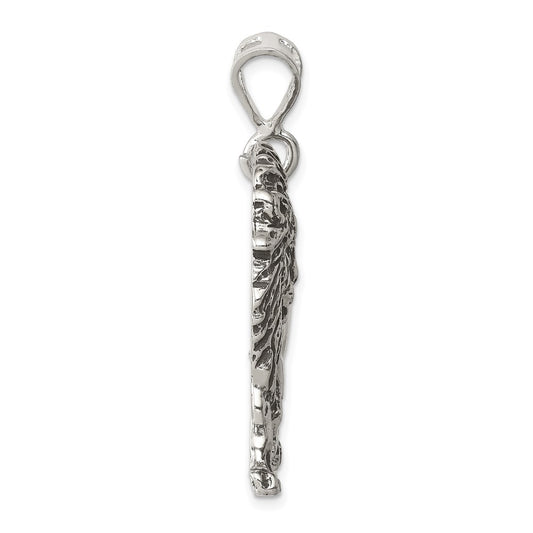 Sterling Silver Antiqued Lion Charm QC7872