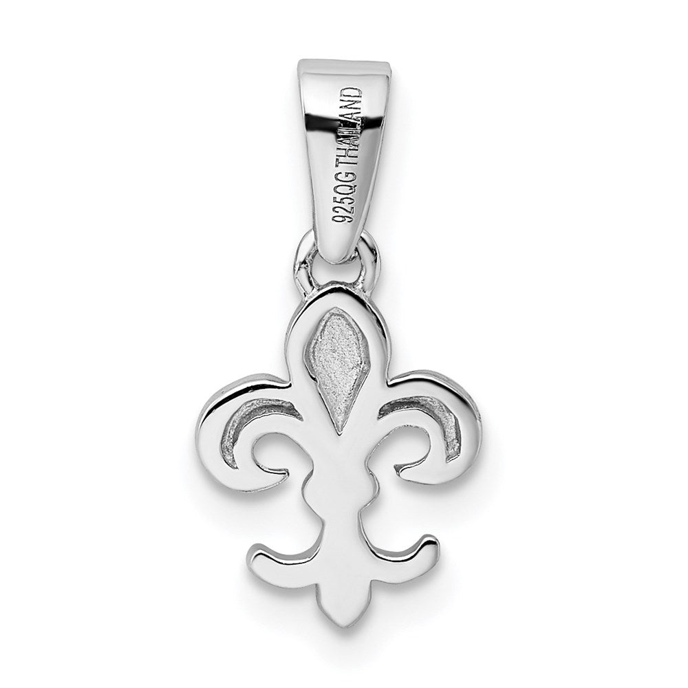 Sterling Silver Rhodium Plated Fleur de lis Pendant QC7884