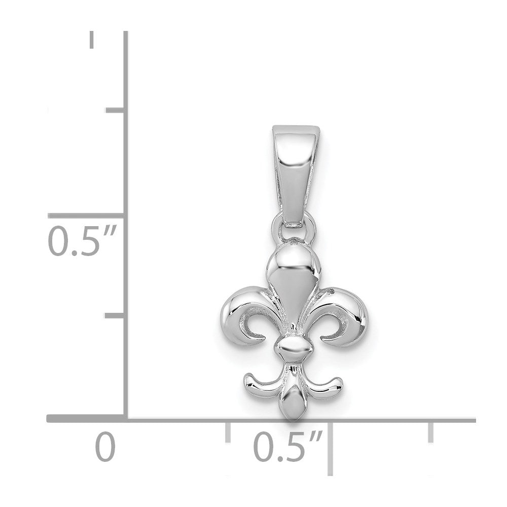 Sterling Silver Rhodium Plated Fleur de lis Pendant QC7884
