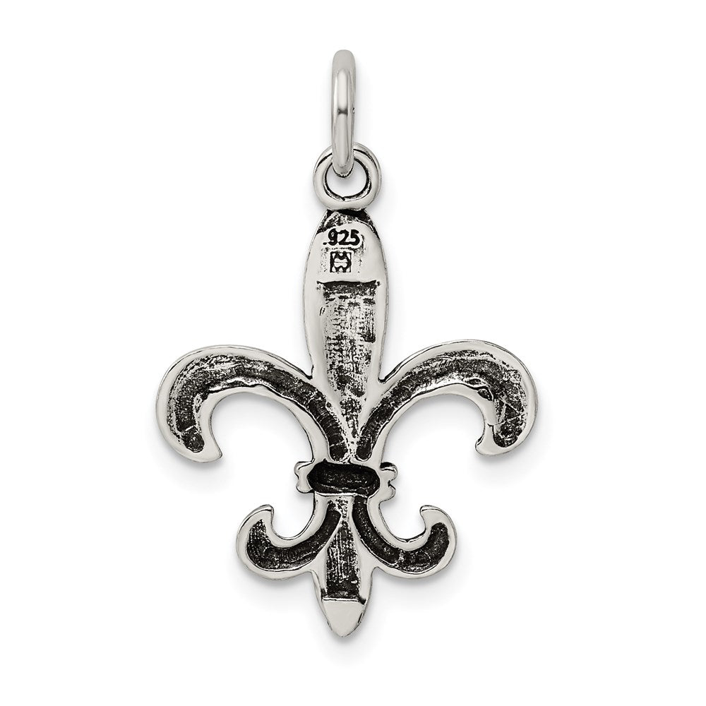 Sterling Silver Antiqued Fleur De Lis Charm QC7886