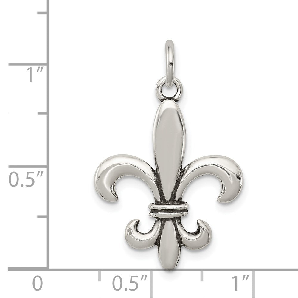 Sterling Silver Antiqued Fleur De Lis Charm QC7886
