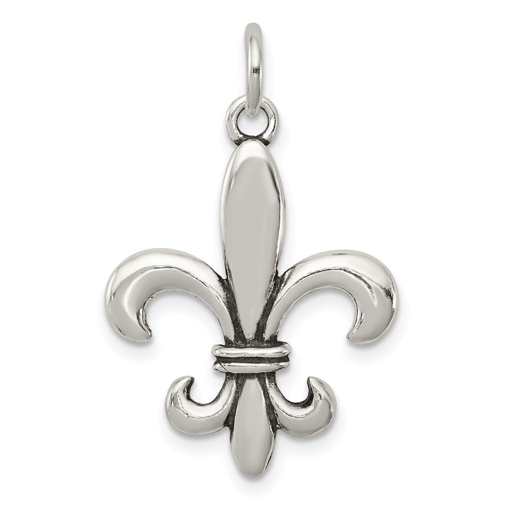 Sterling Silver Antiqued Fleur De Lis Charm QC7886