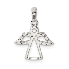 Sterling Silver Rhodium-plated Angel w/ CZ Wings Pendant QC7906