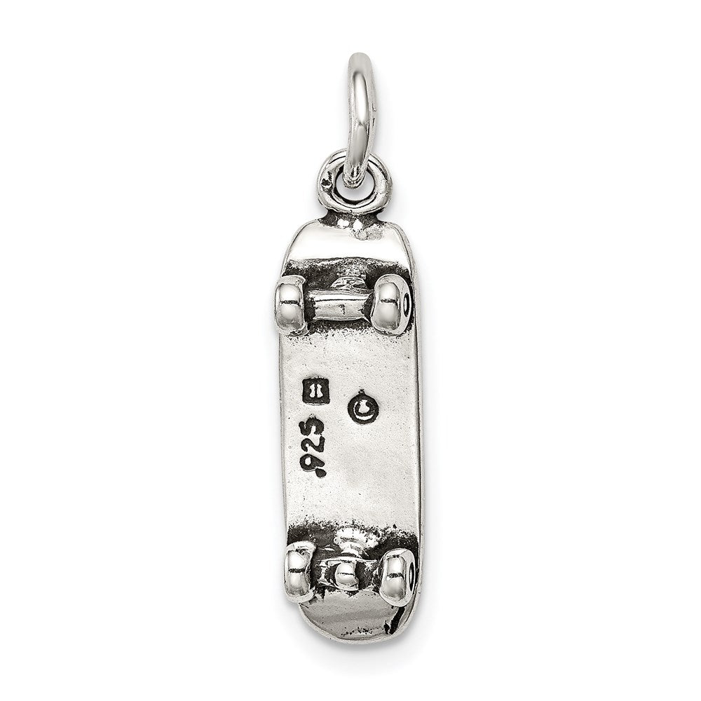 Sterling Silver Antiqued Skateboard Charm QC7914