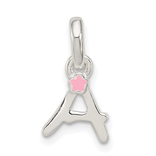 Sterling Silver Letter A with Enamel Pendant QC7935A