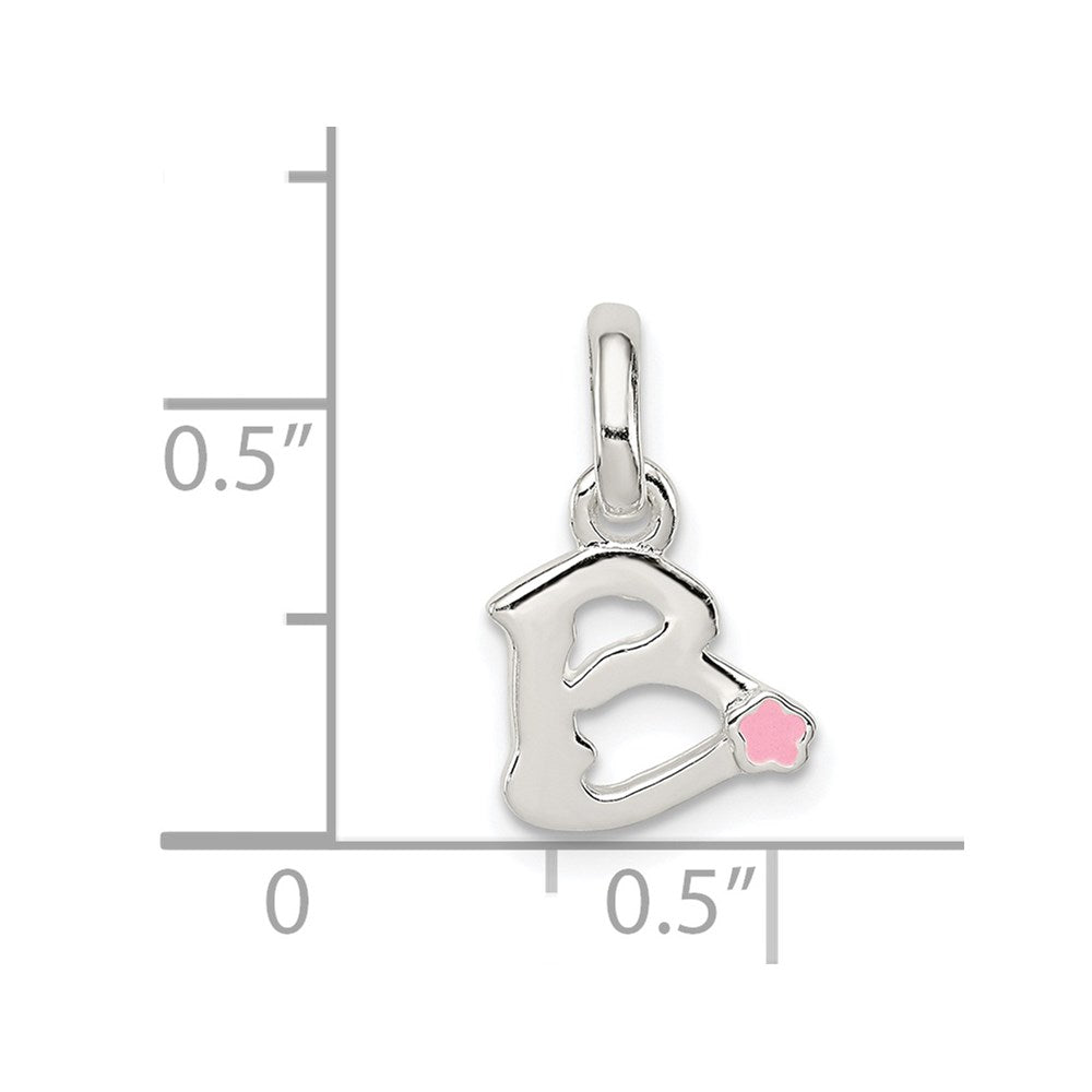 Sterling Silver Letter B with Enamel Pendant QC7935B