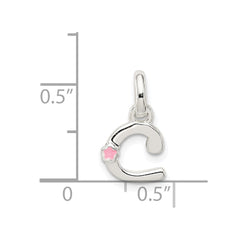 Sterling Silver Letter C with Enamel Pendant QC7935C