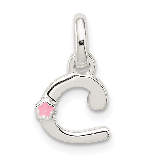 Sterling Silver Letter C with Enamel Pendant QC7935C