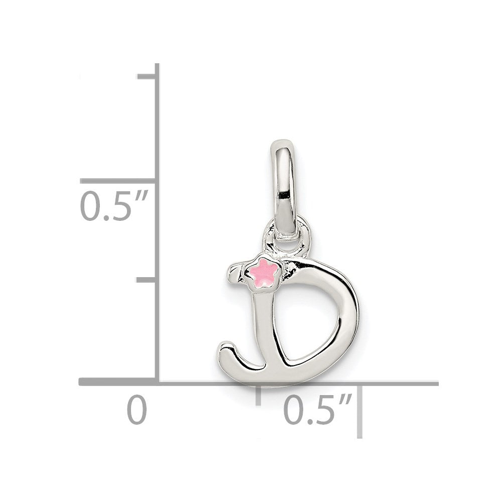 Sterling Silver Letter D with Enamel Pendant QC7935D