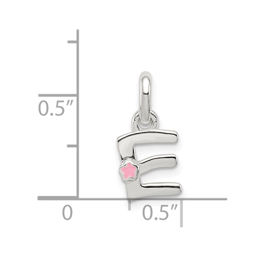 Sterling Silver Letter E with Enamel Pendant QC7935E