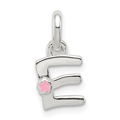Sterling Silver Letter E with Enamel Pendant QC7935E