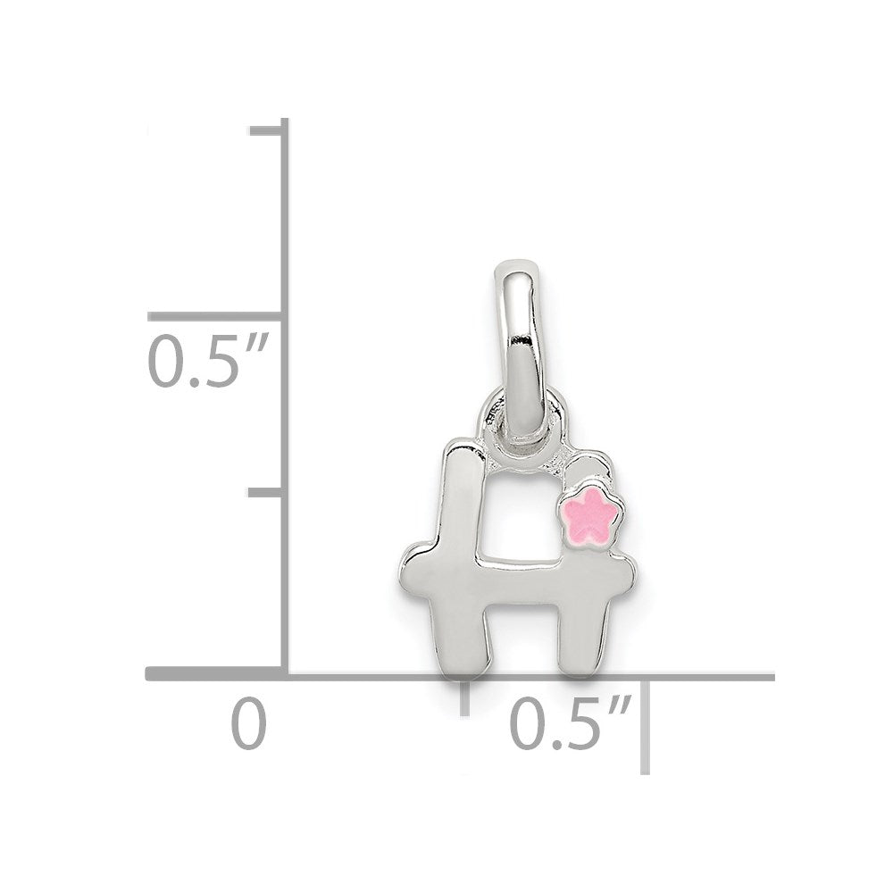 Sterling Silver Letter H with Enamel Pendant QC7935H