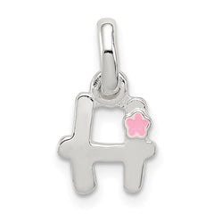 Sterling Silver Letter H with Enamel Pendant QC7935H