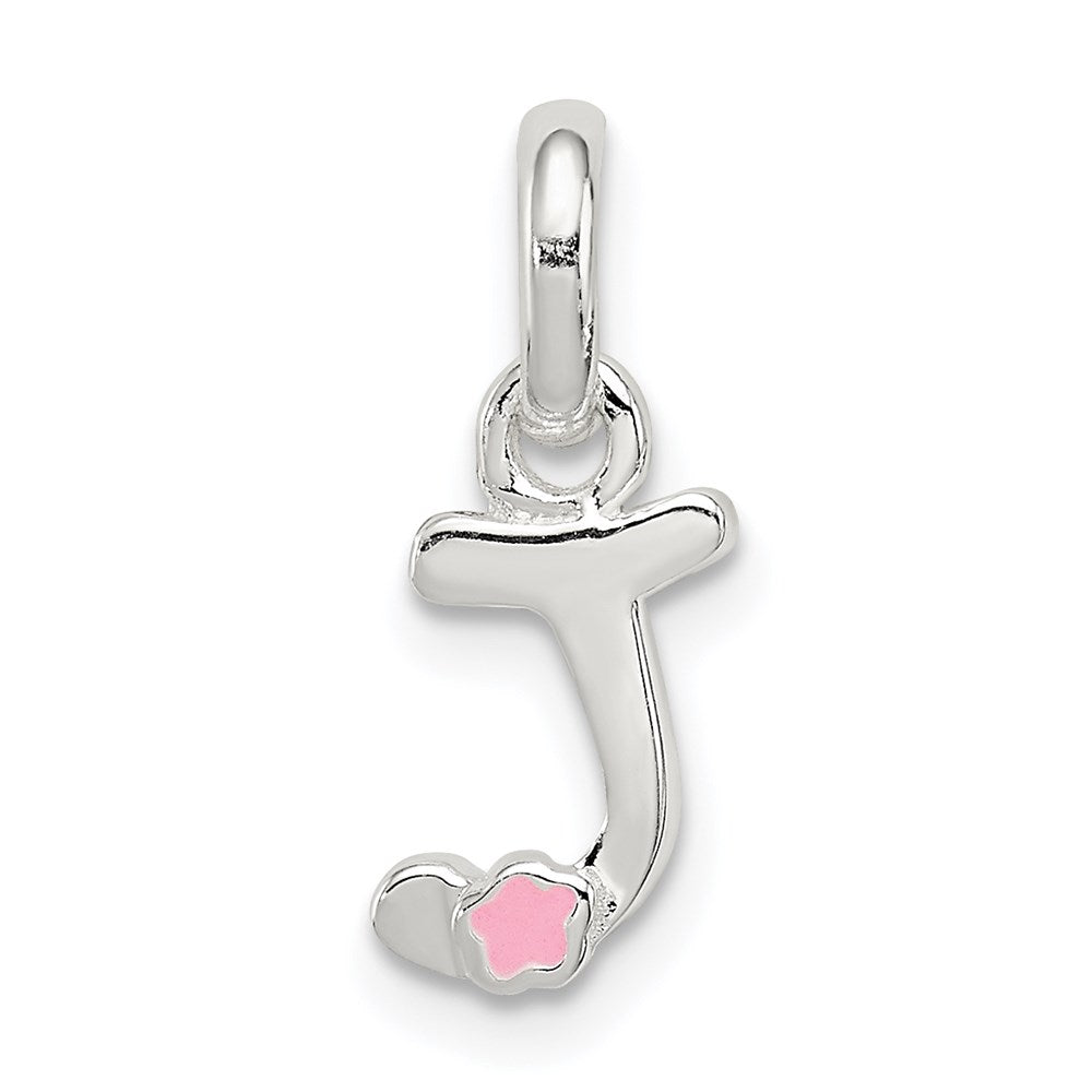 Sterling Silver Letter J with Enamel Pendant QC7935J