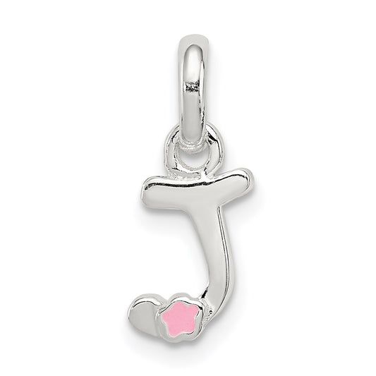 Sterling Silver Letter J with Enamel Pendant QC7935J