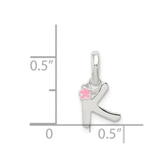 Sterling Silver Letter K with Enamel Pendant QC7935K