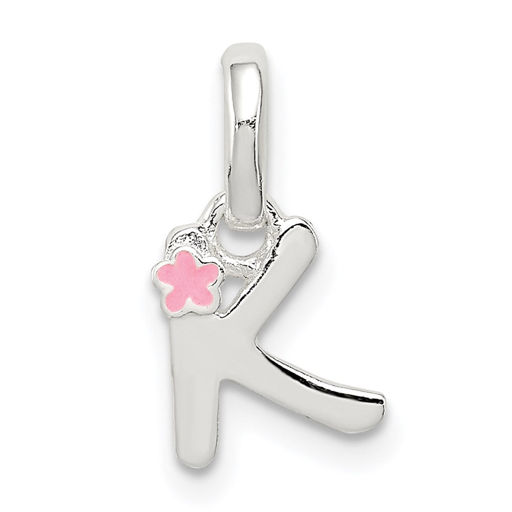 Sterling Silver Letter K with Enamel Pendant QC7935K