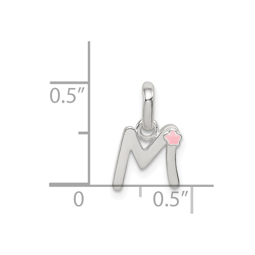 Sterling Silver Letter M with Enamel Pendant QC7935M