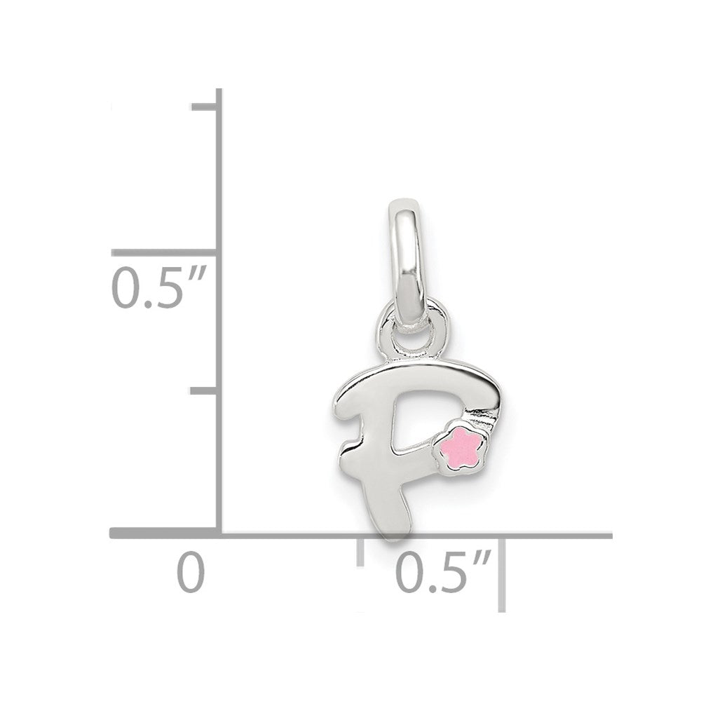 Sterling Silver Letter P with Enamel Pendant QC7935P