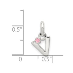 Sterling Silver Letter V with Enamel Pendant QC7935V