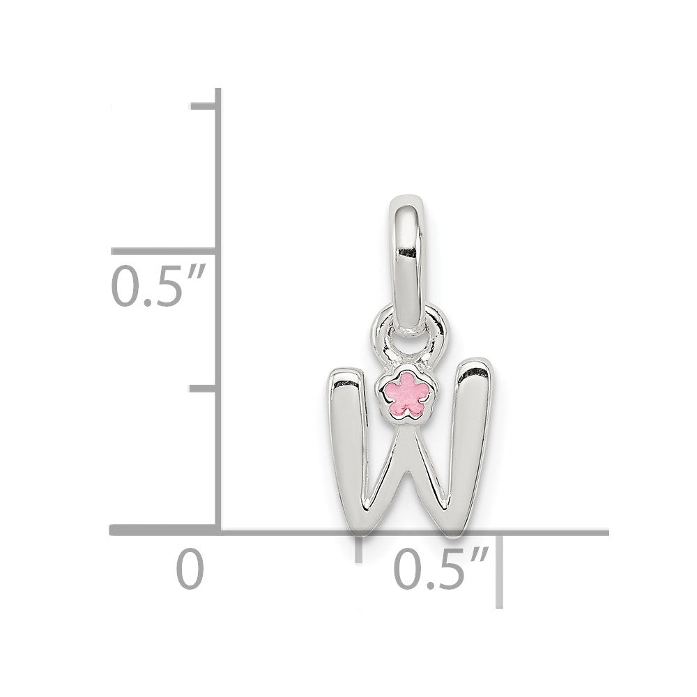 Sterling Silver Letter W with Enamel Pendant QC7935W